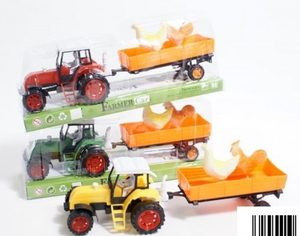traktor z przyczepą  i zwierzętami 30x10x10cm