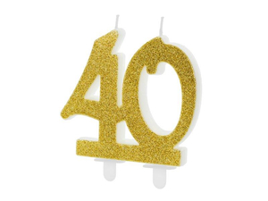 świeczka urodzinowa "40" złota 7,5cm   SCU5-40-019