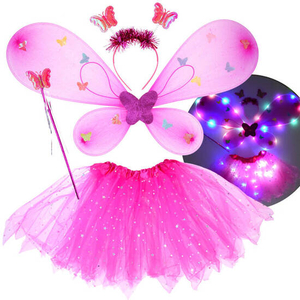 różowy świecący kostium dla małej wróżki skrzydełka Motyl | ZA4805 CR