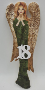 anioł drewniany malowany 18 - urodziny - 30 cm