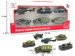 zestaw 6 pojazdów metalowych wojskowych