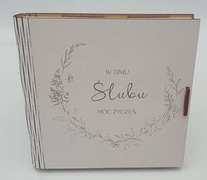 kasetka pudełko 14 x 14cm W dniu ślubu moc życzeń