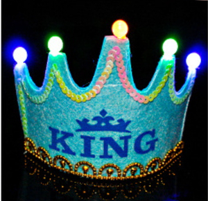 korona na głowę party, urodziny LED świecąca 12x10,5 cm NIEBIESKA KING NT5716