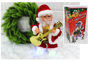 dekoracja świąteczna Mikołaj z gitarą duży 28x15 cm AE-7181