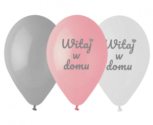 balony Premium Witaj w domu różowe 12" 6szt.