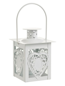 latarnia metalowa biała serce 7,5x11cm | LAT-WX0585A