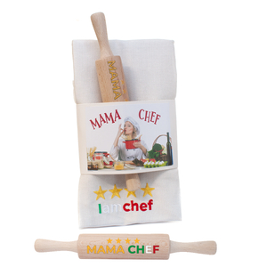 zestaw prezentowy ściereczka kuchenna i mini wałek "MAMA CHEF"
