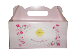 pudełko na ciasto 30szt Komunia Święta 19 x 14 x 9 cm różowe