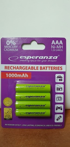baterie akumulatorki 4szt R03 AAA 1000mah ESPERANZA  	EZA102G