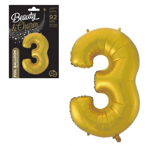 balon foliowy B&C cyfra 3 szampański 85cm CH-B8H3