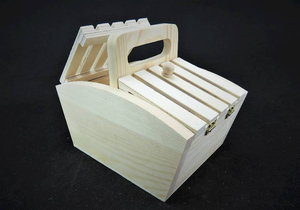 szkatułka drewniana z rączką niciarka 17,5x12,5x14