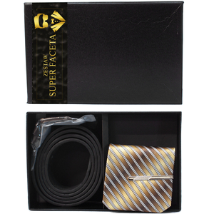 zestaw upominkowy  pasek i krawat w opakowaniu prezentowym 21 x 13.5 x 5.5 cm