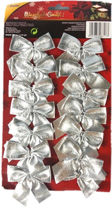 Dekoracja do prezentów, srebrna, metaliczna, kokardka, 14 szt.  WS-005RX