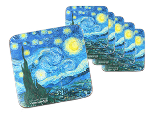 komplet 6 podkładek korkowych - V. van Gogh, Gwiaździsta Noc | 830-0005