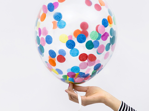 balony  przezroczyste 6szt z kolorowym konfetti 30cm BK12-1-000-6