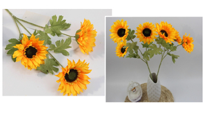 kwiat sztuczny słonecznik  bukiet z trzema kwiatami omszały 60 cm KPS-102
