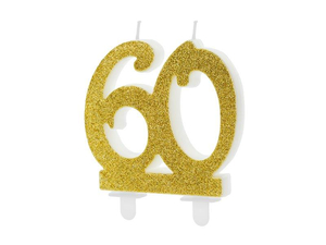 świeczka urodzinowa "60" złota 7,5cm   SCU5-60-019