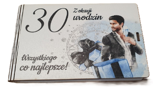 pudełko na pieniądze 16 x 9,5cm banknotówka na 30 urodziny kolor ELEGANT PAN 3302-EPN30