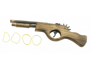 pistolet drewniany średni na gumki - DREWPS