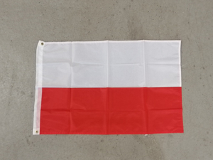 flaga Polska dwa przeszycia z metalowymi oczkami mała 90x60cm 