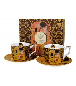 2 filiżanki luxury ze spodkami THE KISS BROWN G Klimt