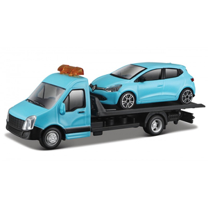 STREET FIRE FLATBED TRANSPORT W RENAULT CLIO BLUE  1:43