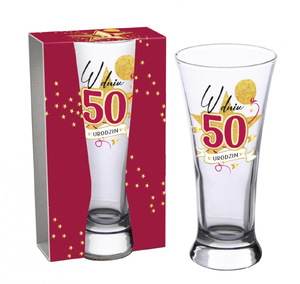 szklanka do piwa 300ml - W dniu 50 urodzin URODZINOWA STARS MAGENTA