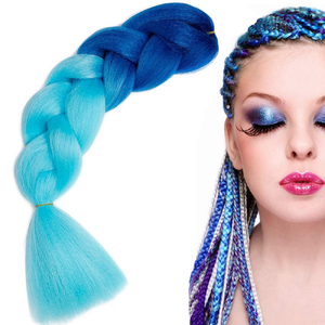 włosy syntetyczne na warkoczyki ombre kolorowe niebieskie