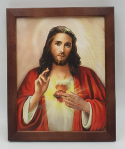 obraz na biurko "gruba ramka"  18 x 24 cm Serce Jezusa