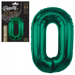 balon foliowy B&C cyfra 0 zieleń butelkowa 85cm CH-B8B0