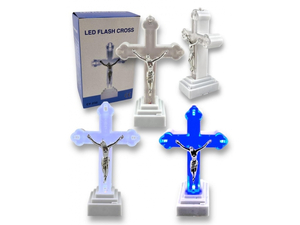 krzyż LED 13 x 8cm świecący krzyż WHITE/BLUE 3851