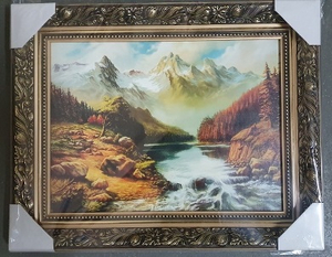obraz w złotej ramie 30x40cm pejzaż góry