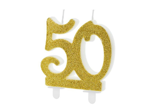 świeczka urodzinowa "50" złota 7,5cm   SCU5-50-019