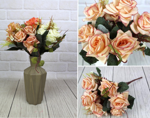 bukiet sztuczny róże 30 cm 7 kwiatów 6 cm - mix kolor KTD-102 6kpl
