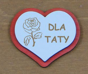 magnes dla Taty serce z różą  5 szt     -   P436W2