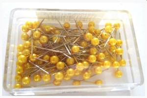 szpilki ozdobne perłowe żółte 100szt. 22mm. 