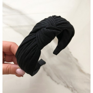 Opaska turban z materiału czarna O210CZ
