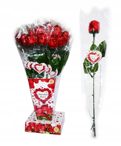 kwiatek róża czekoladowa w wazonie 18 g  x  18 szt.