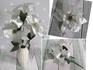 Bukiet 10kpl  Gwiazda betlejemska, POINSECJA 5 kwiatów (wys. 50 cm, kwiat 20 cm) - SREBRNA GWA-17056-S