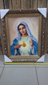 obraz w złotej ramie 30x40cm SERCE MARYI