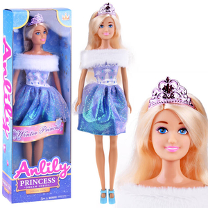 lalka Anlily 30cm w fioletowej sukience z futerkiem | ZA4306