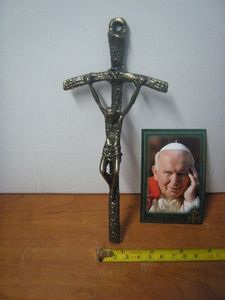 krzyż Papieski metalowy  średni  20cm