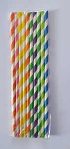 słomki papierowe paski kolorowe 205 x 6 mm  100 szt.  80-45